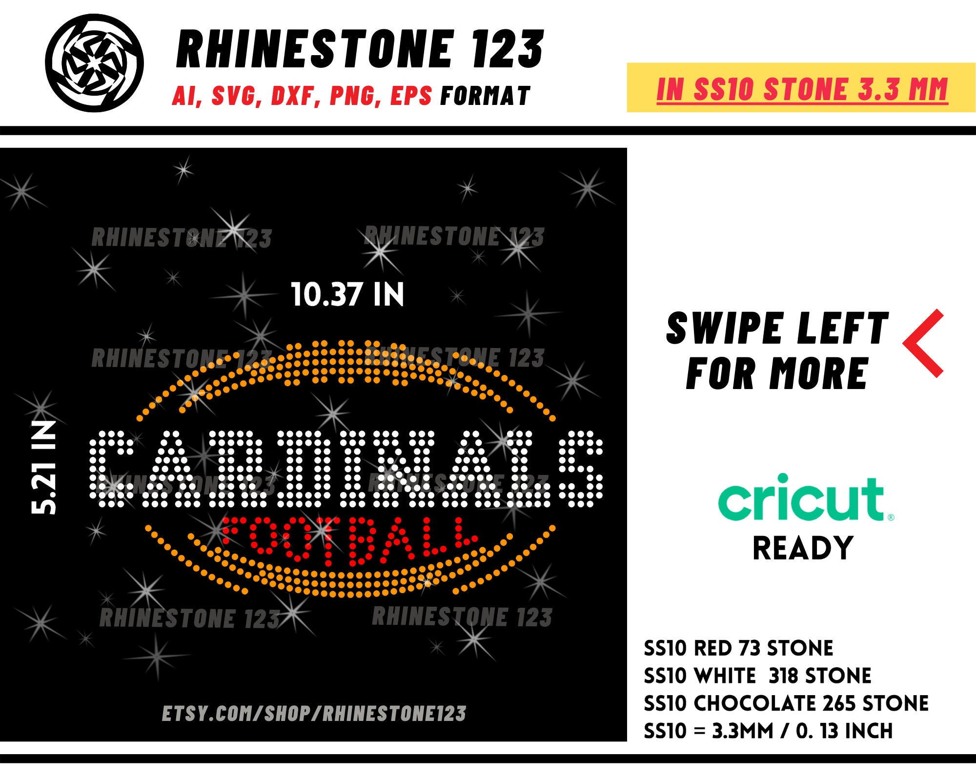 CARDINALS Football Rhinestone Template for Cricut Rhinestone Template ...