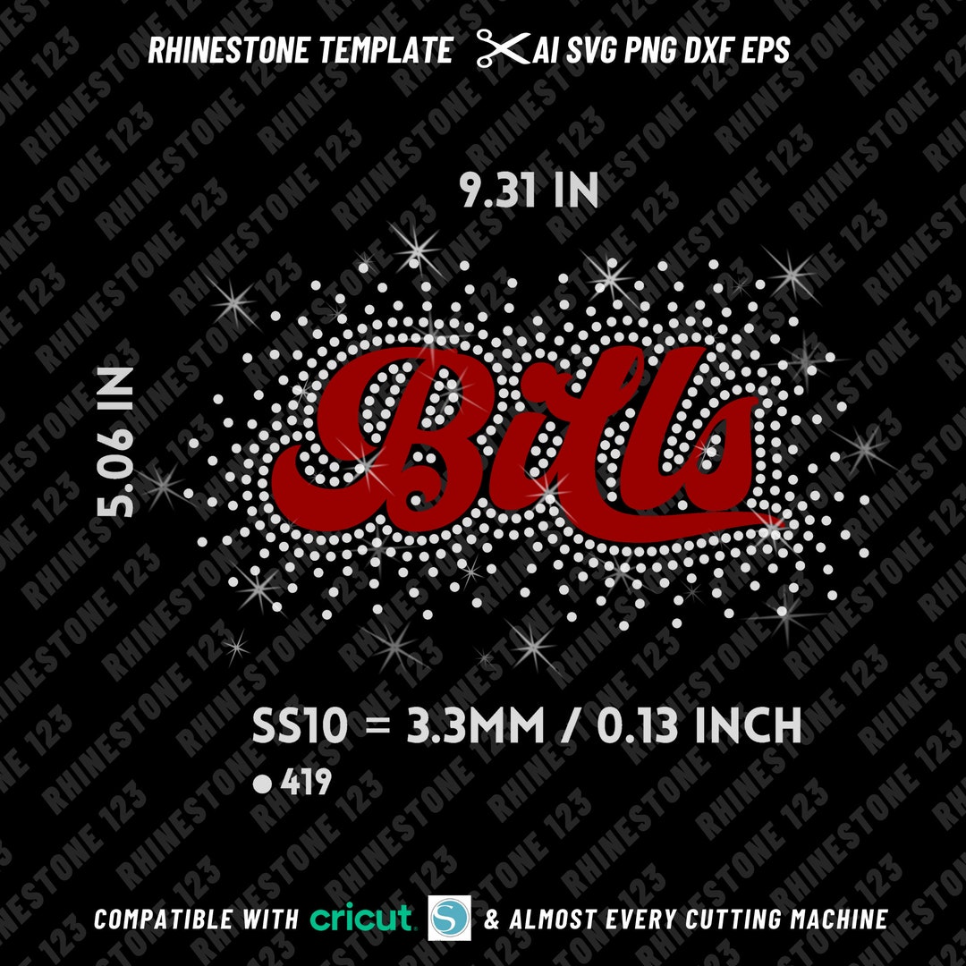 Scattered BILLS American Football Team SS10 Rhinestone Template for ...