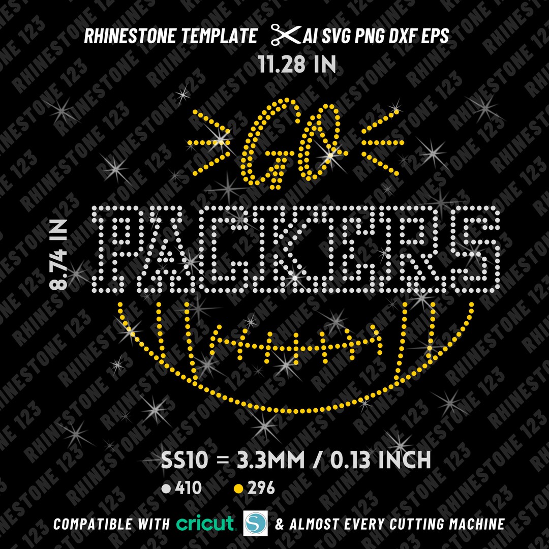 Go PACKERS SS10 Football Rhinestone Template for Cricut | Svg, Eps, Png ...