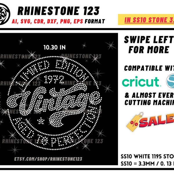 Limited Edition Vintage Rhinestone Template Cutting File for SS10 Rhinestone SVG template for cricut silhouette cameo PNG AI cdr dxf eps