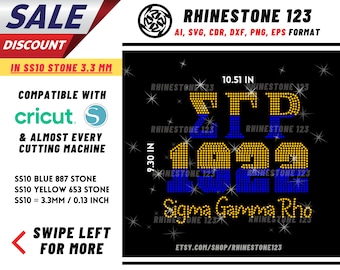 Sigma Gamma Rho 1922 SGRho Rhinestone Template, Rhinestone File for SS10, Rhinestone SVG, cricut, silhouette, PNG, cdr, dxf, eps, Sorority