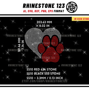 HEART with PAW Rhinestone Template for Cricut rhinestone template material rhinestone 10ss Instant Download File ai svg png cdr dxf eps