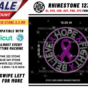 Cancer Awareness Pink Ribbon Rhinestone Template, cricut, silhouette, Rhinestone SVG, Rhinestone File for SS10, PNG, AI, cdr, dxf, eps