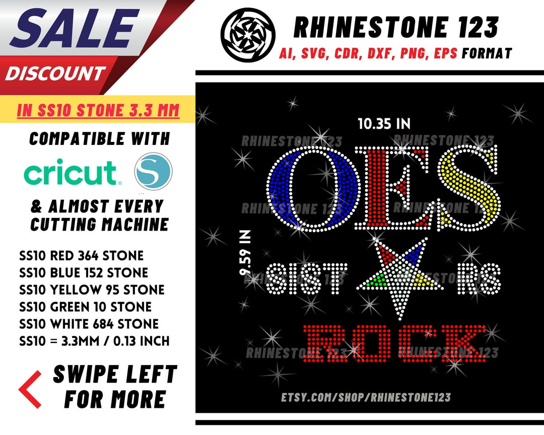 Eos Rocks Printable Oes Sistar Rocks Rhinestone Template, Cricut, Silhouette, Rhinestone ...