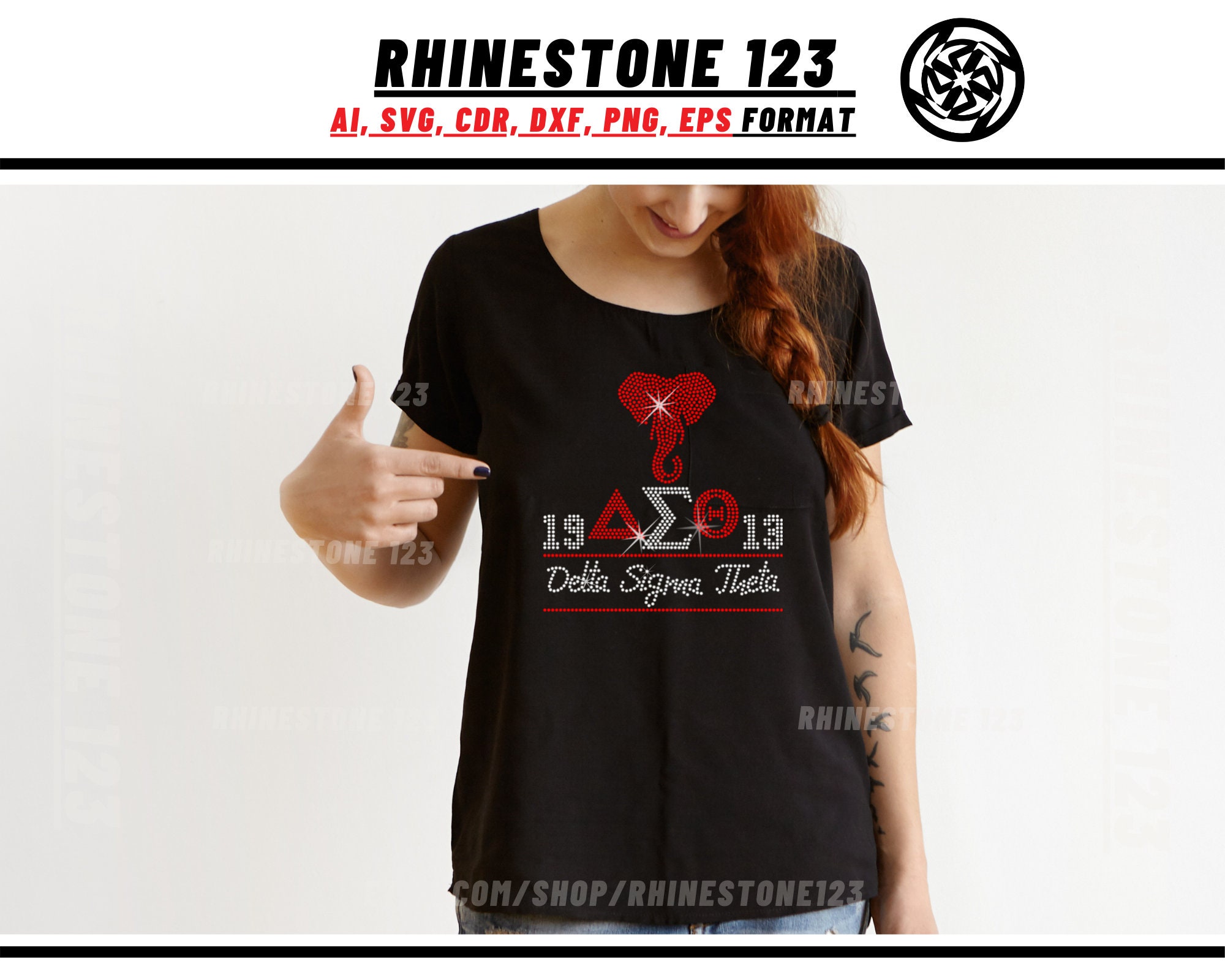 Elephant Aeo Delta Sigma Theta Rhinestone Template, Rhinestone SVG ...
