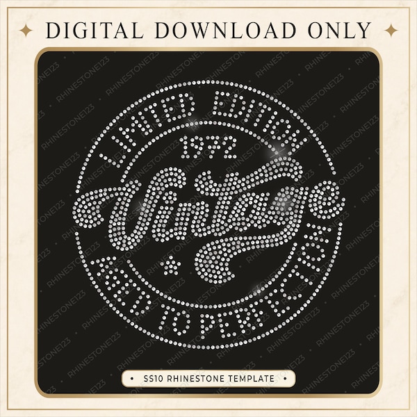 Archivo de corte de plantilla de diamantes de imitación vintage de edición limitada para SS10 Plantilla SVG de diamantes de imitación para Cricut Silhouette Cameo PNG AI CDR DXF EPS