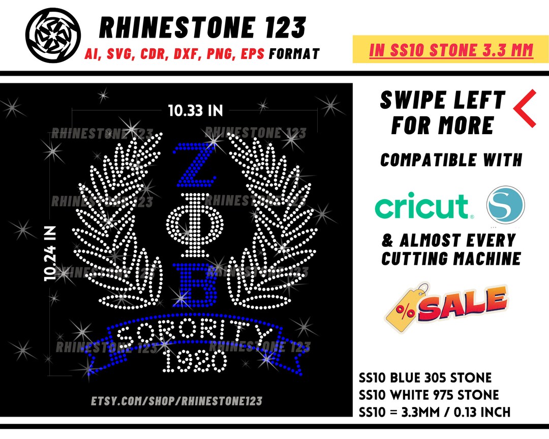 Zeta Phi Beta Sorority Rhinestone Template for Cricut Rhinestone ...