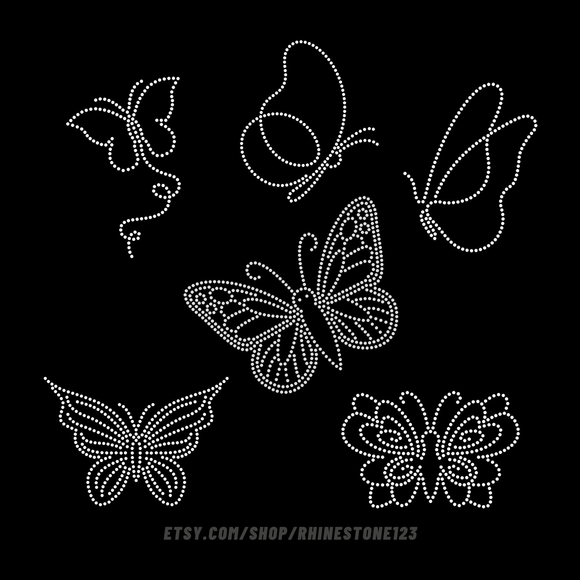BUNDLE 6 in 1 Butterfly Rhinestone Template for Cricut Template for SS10 Rhinestone Instant Download File svg eps png dxf ai cdr