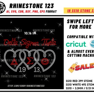 Delta Sigma Theta Aeo 1913 Rhinestone Template, Rhinestone SVG, Rhinestone File for SS10, cricut, silhouette, PNG, cdr, dxf, eps, Sorority