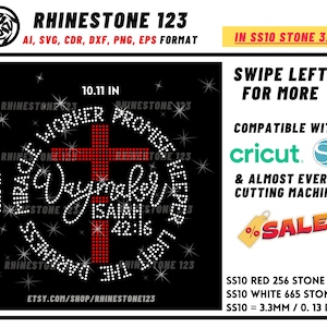 Waymaker ISAIAH 42:16 Rhinestone Template Cutting File for SS10 Rhinestone SVG template for cricut silhouette cameo PNG ai cdr dxf eps
