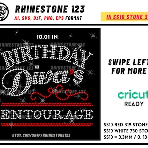 BIRTHDAY DIVA ENTOURAGE Rhinestone Template for Cricut rhinestone template material rhinestone SS10 Instant Download File svg eps png dxf ai