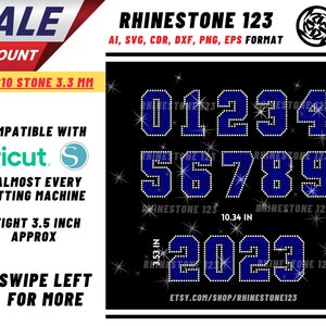 Varsity Font Sports Numbers Rhinestone Template, Cricut, Silhouette ...