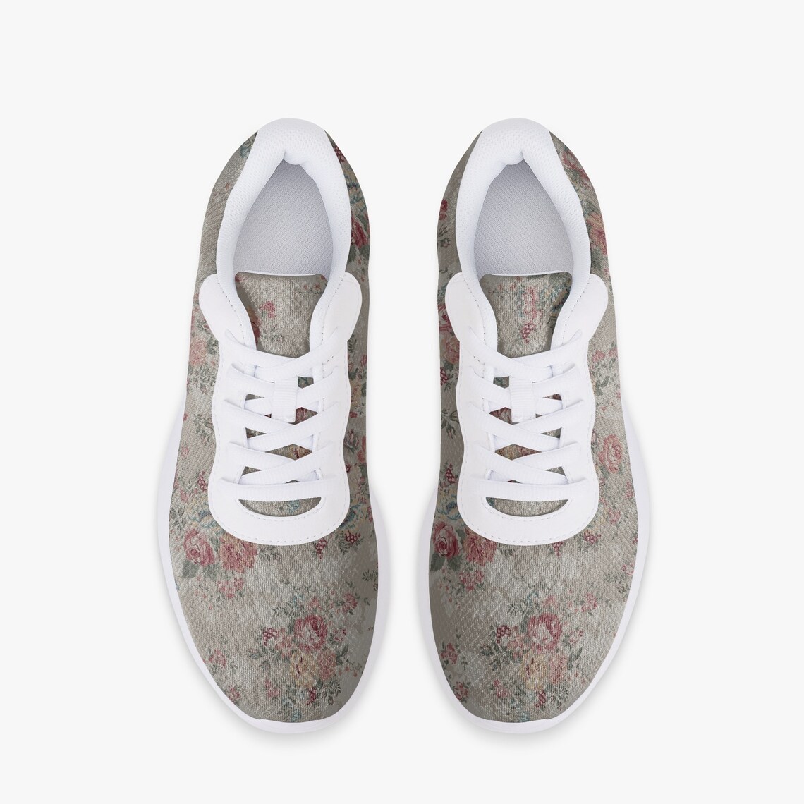 white sneakers with flowers on them