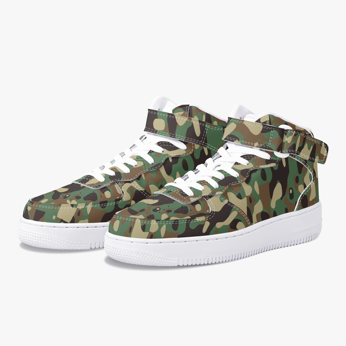 Green Camouflage Sneakers Personalized Running Shoe Army Etsy