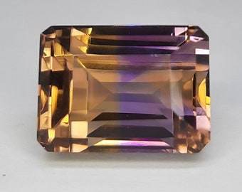 Natural ametrine stone, 18.85 carat weight, ememald cut natural ametrine, yellow and purple color ametrine, ametrine loose stone, Gemstone.