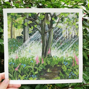 Forest Rays | 8&quot; x 8&quot; Fine Art Print | Fantasy Art | Fairytale Forest | Whimsical Art | Enchanted Forest | Sunlight