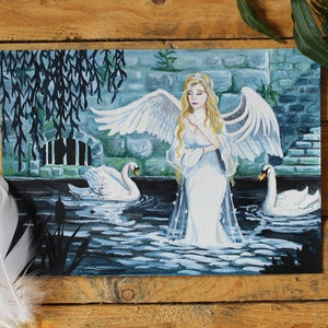 The Swan Princess | A5 | A4 | Fine Art Print | Fantasy Art | Enchanted Print | Whimsical Art | Fairytale Art | Castle Art