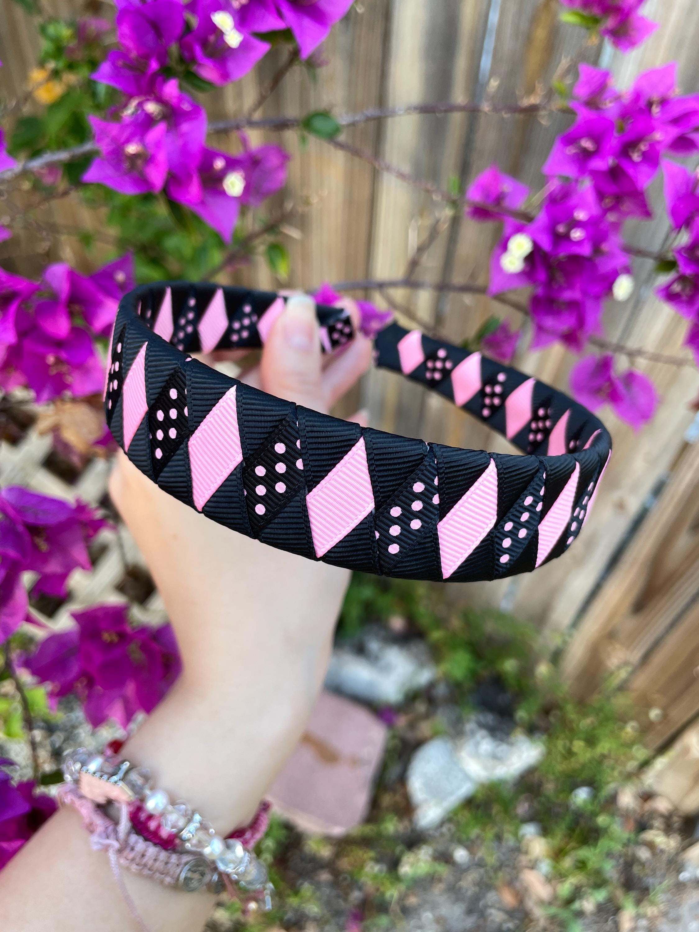 Black and Pink Ribbon Headband: Y2K Style Hair Accessory - Etsy display picture 1