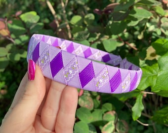 Floral Purple Ribbon Headband: Girls Spring Hair Accessory