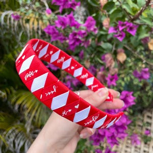 Red and White Headband // Valentine&#39;s Ribbon Headband for Girls, Valentine&#39;s Day Gift for Girls