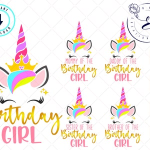 Einhorn Geburtstag Svg - Einhorn Svg - Geburtstag Mädchen Svg - Mama Papa Bruder Schwester des Geburtstags Mädchen Svg - Cricut Svg - Instant Download