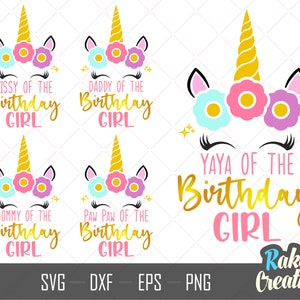 Einhorn Geburtstagssvg - Einhorn svg - Geburtstag Mädchen svg - Mommy Daddy Bruder Schwester des Geburtstags mädchen svg - Cricut svg - Sofortiger Download