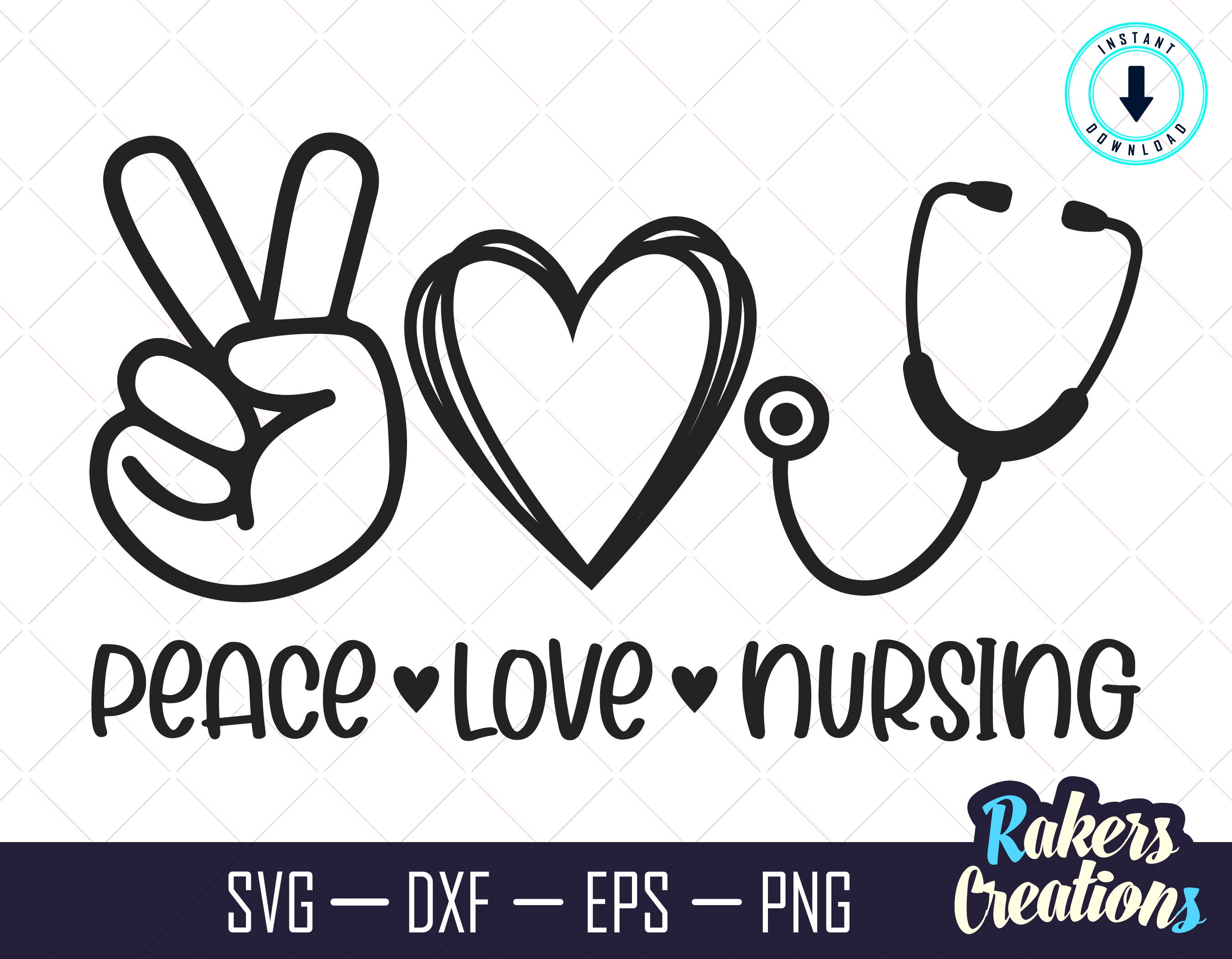 Nurse Gifts to Ship Peace Love Nursing Nurse Hat Sticker by McCaff Designs