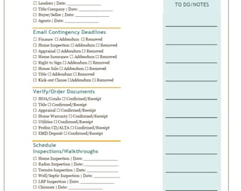 Transaction Coordinator Check List, Real Estate Check List, Contract-Close