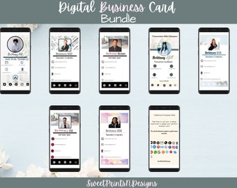Digital Business Card Template, Professional DIY Digital Business Cards, Editable Digital Business Cards