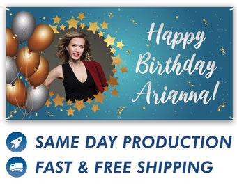 Happy Birthday Custom Vinyl Banner With Photo