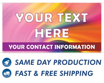Custom Vinyl Banner for Announcing Special Events or Promotions / Choose Size and Add Your Text