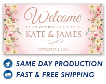 Welcome To The Wedding Reception Custom Vinyl Banner Wedding Congratulations