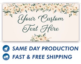 Custom Vinyl Banner for Announcing Special Events or Promotions Floral Watercolor Design