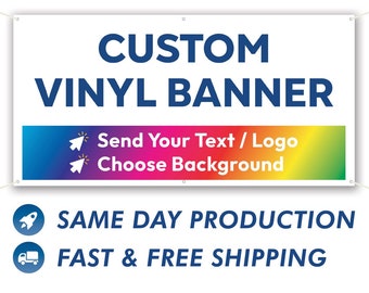 Custom Design Vinyl Banner - Choose Size, Background, Add Your Text & Logo