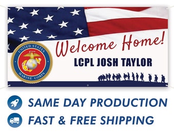 Welcome Home Marine Custom Military Vinyl Banner
