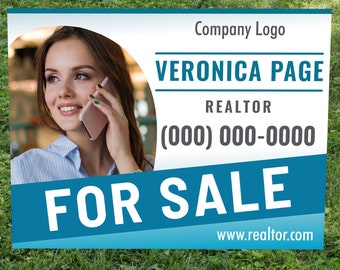 For Sale Real Estate 18x24-inch Custom Yard Sign With Photo H-Stakes Included