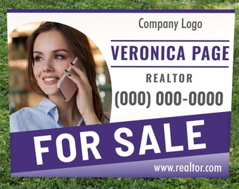 For Sale Real Estate 18x24-inch Custom Yard Sign With Photo H-Stakes Included