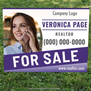 For Sale Real Estate 18x24-inch Custom Yard Sign With Photo H-Stakes Included image 1