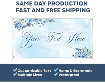 Custom Vinyl Banner for Announcing Special Events or Promotions Floral Watercolor Design