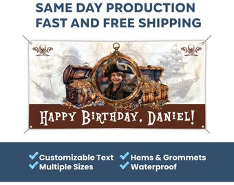 Happy Pirate Birthday Custom Vinyl Banner With Photo