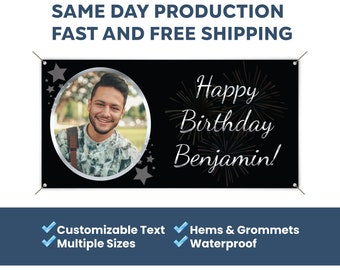 Happy Birthday Custom Vinyl Banner With Photo