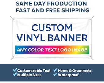 Custom Vinyl Banners Full Color Print Indoor Outdoor Personalized, Advertising, Event Banner – Print Your Image, Logo, Text Background