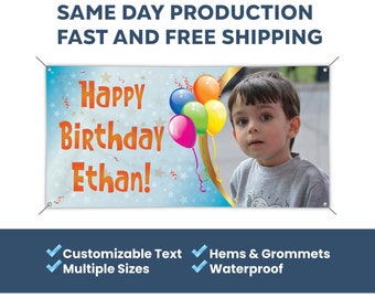 Happy Birthday Custom Vinyl Banner With Photo