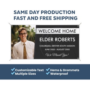 Welcome Home Missionary Custom Vinyl Banner With Photo image 1