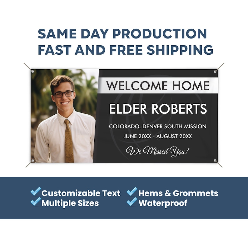 Welcome Home Missionary Custom Vinyl Banner With Photo image 1