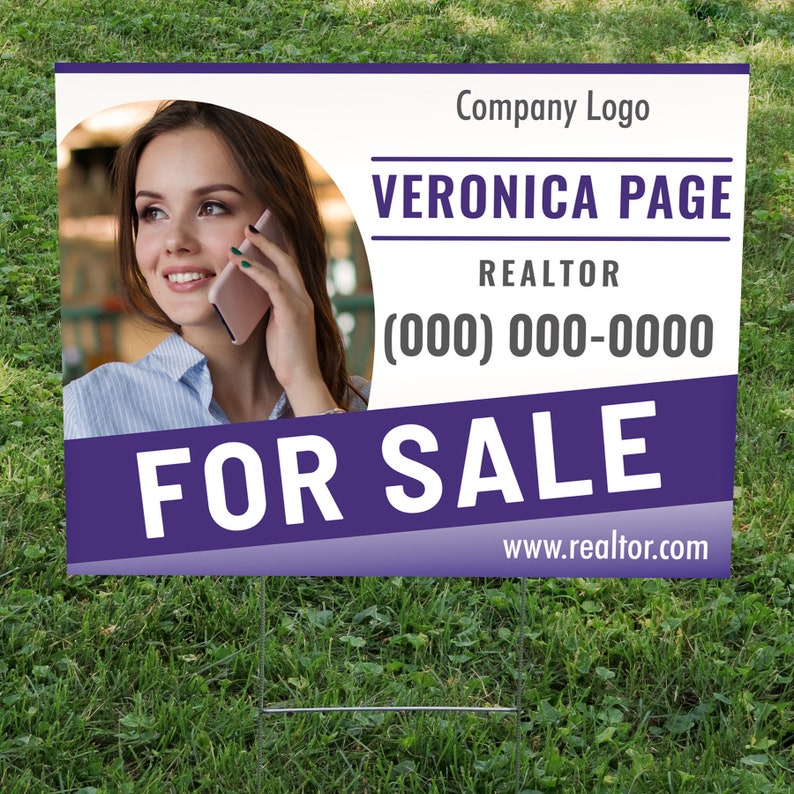 For Sale Real Estate 18x24-inch Custom Yard Sign With Photo H-Stakes Included image 1