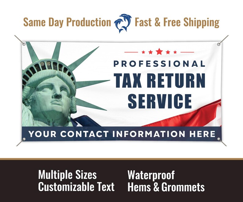 Tax Return Service Custom Vinyl Banner, Tax, Heavy Duty