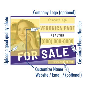 For Sale Real Estate 18x24-inch Custom Yard Sign With Photo H-Stakes Included image 2