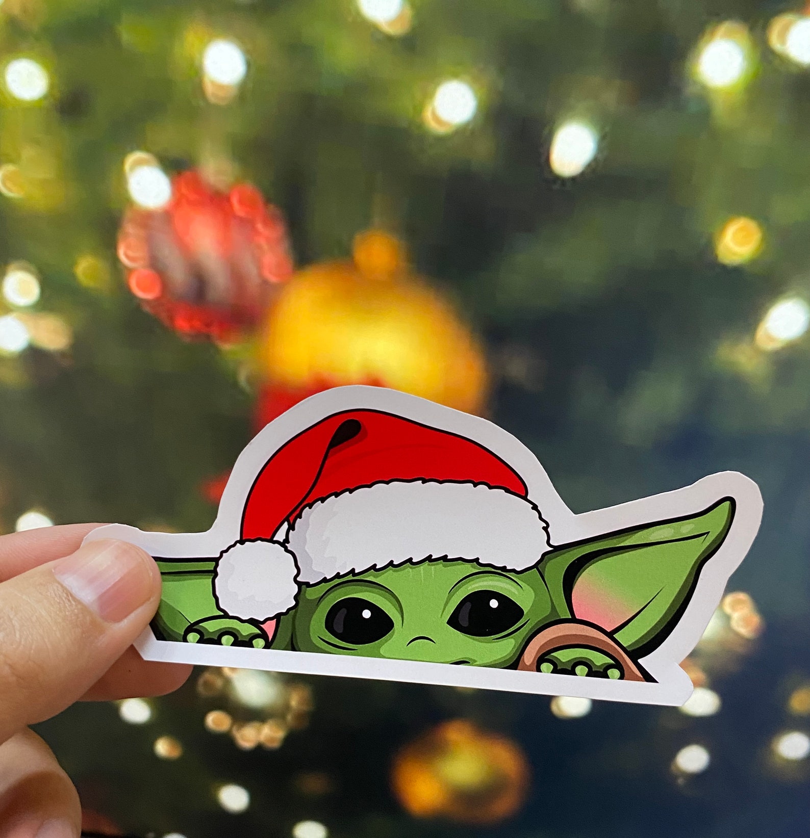Baby Yoda Sticker Baby Yoda Christmas Christmas Sticker Etsy