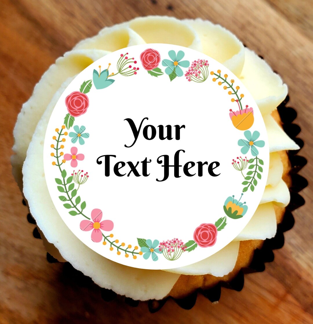 Personalised Edible Cupcake Toppers Floral Design Your Etsy
